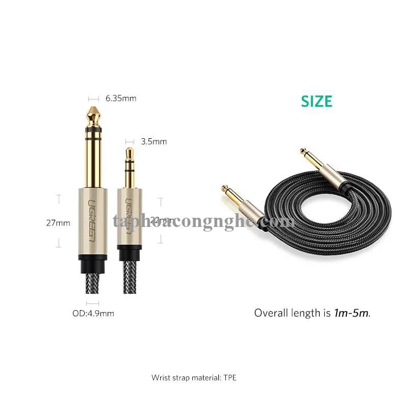 Ugreen 40805 3M màu Đen Cáp âm thanh 3.5mm sang 6.5mm cao cấp AV127 30040805